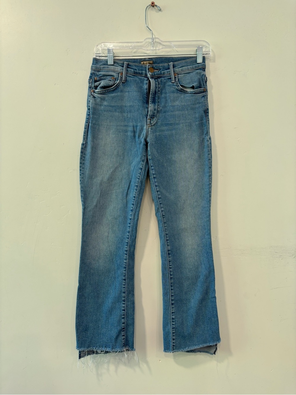 Mother Jeans The Insider Crop Step Fray Light Wash Shoot To Thrill Size 27
